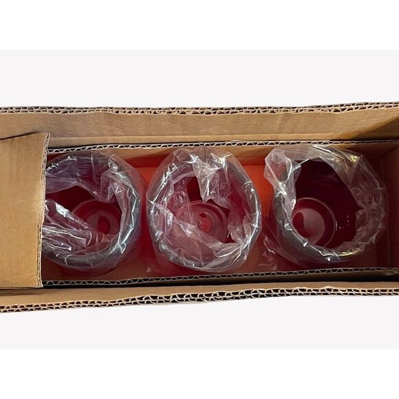 Red Frosted Glass Votive Candle Holders Set Of 3 Embossed With "JOY" Etching NEW - Picture 7 of 8